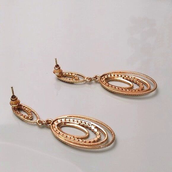 Golden Pave'  Purple Sparkle Teardrop Earrings - Picture 3 of 4